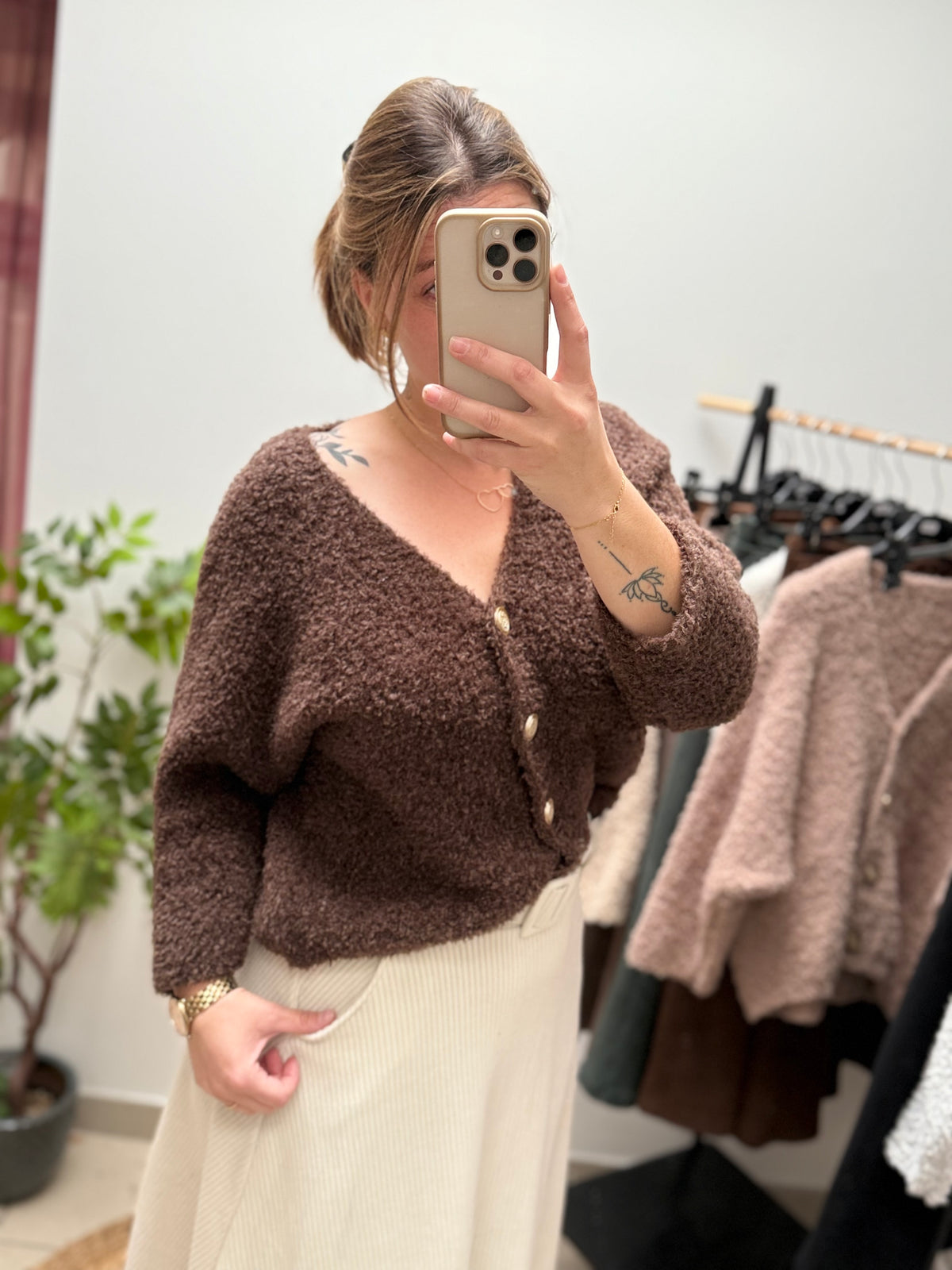 Gilet doudou à boutons dorés