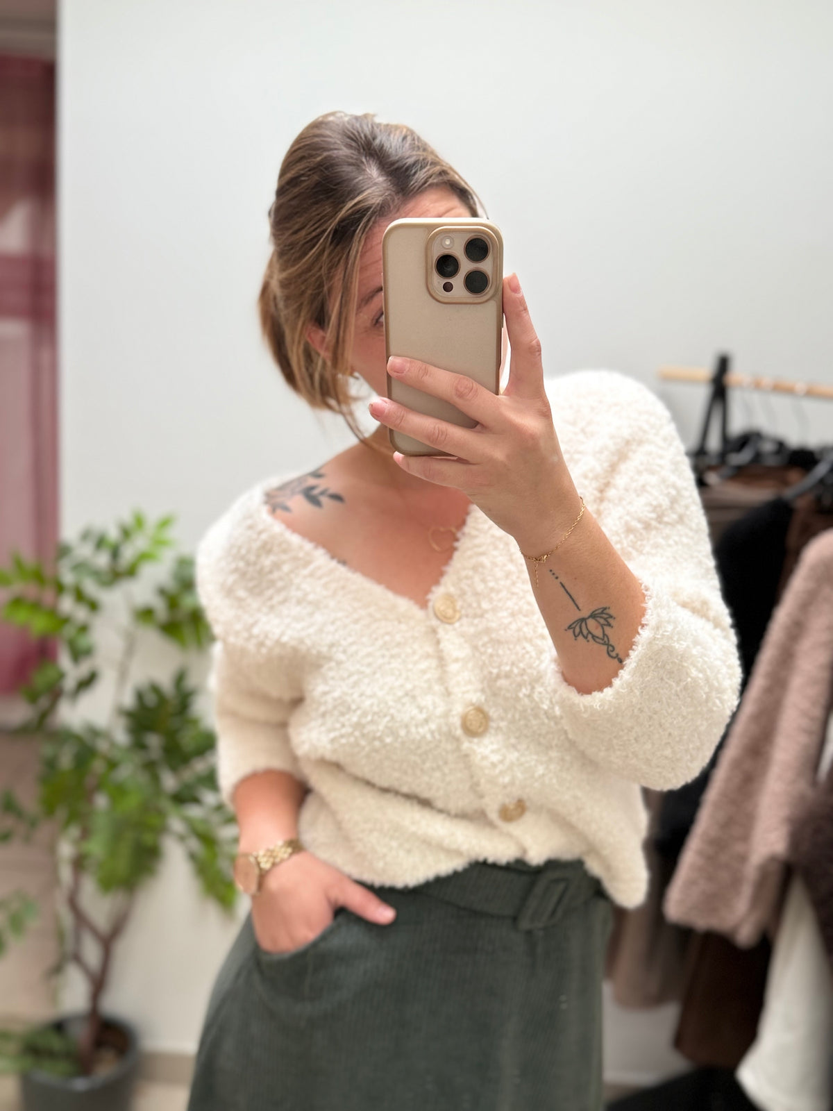 Gilet doudou à boutons dorés